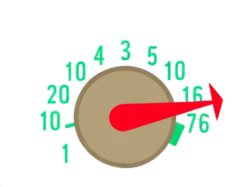 Clipart of a vintage knob with a red pointer cranked all the way to the right past a tiny green tick mark, conveying “this dial is set way too high”