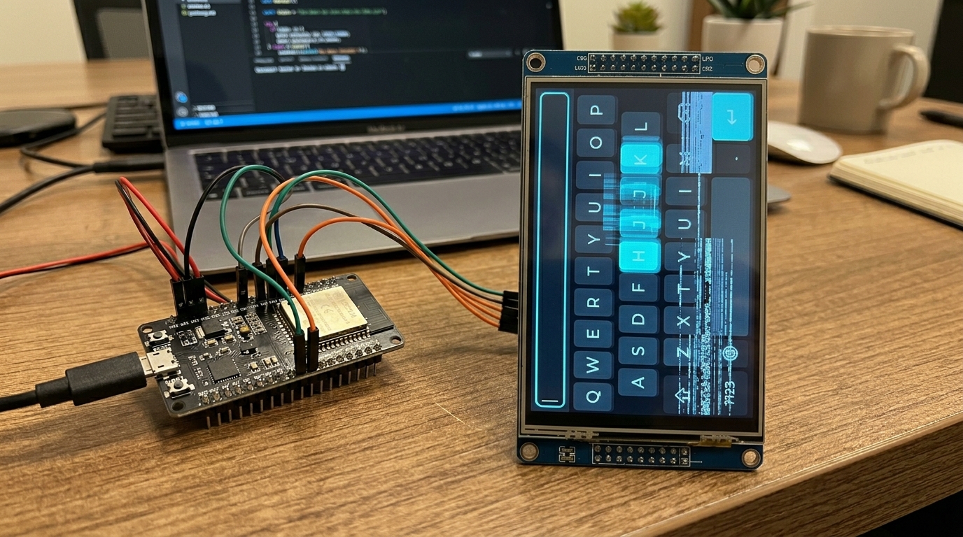 MCU development board with portrait LVGL keyboard display