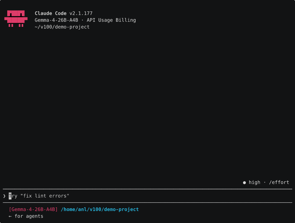 Claude Code doing real work on the local model