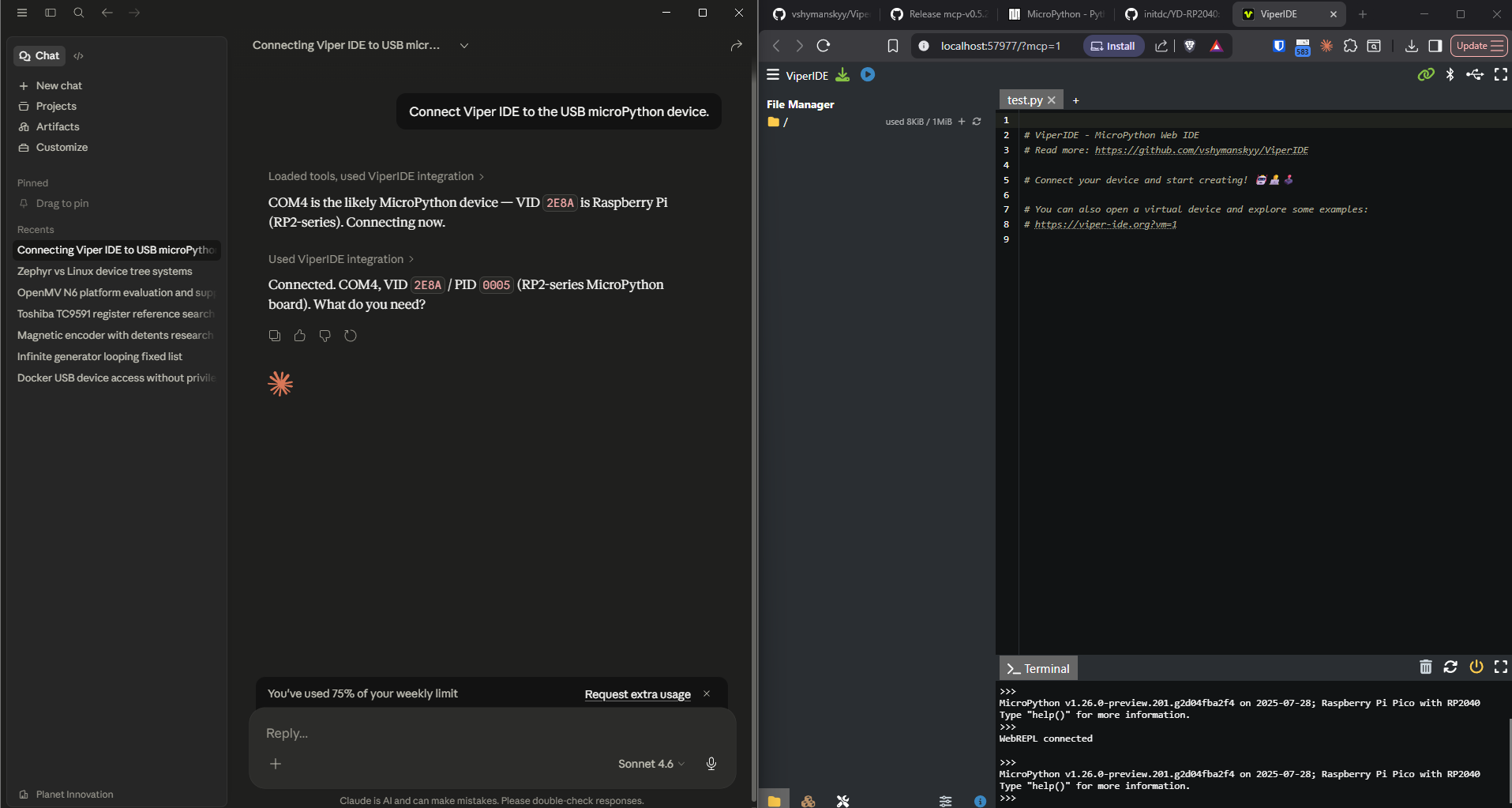First connection to the device